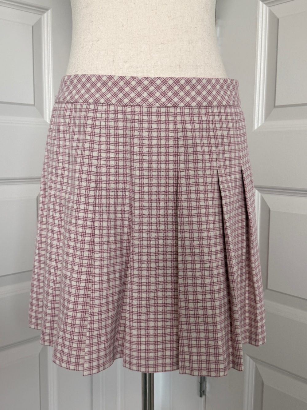 Aritzia Pink Gingham Pleated Skirt